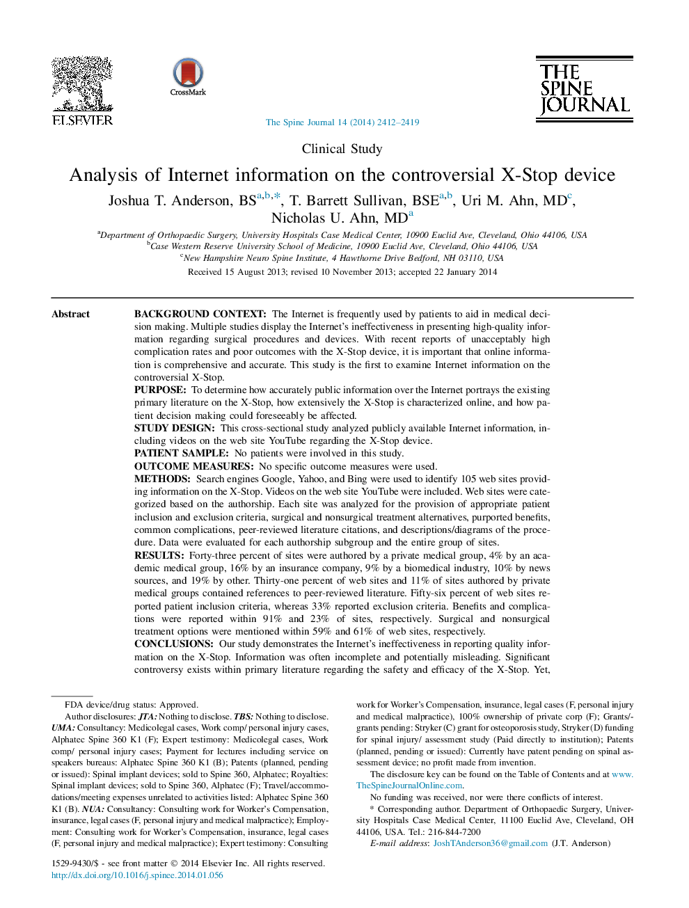 Analysis of Internet information on the controversial X-Stop device 