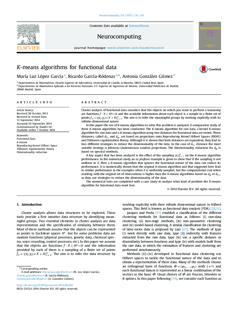 K-means algorithms for functional data