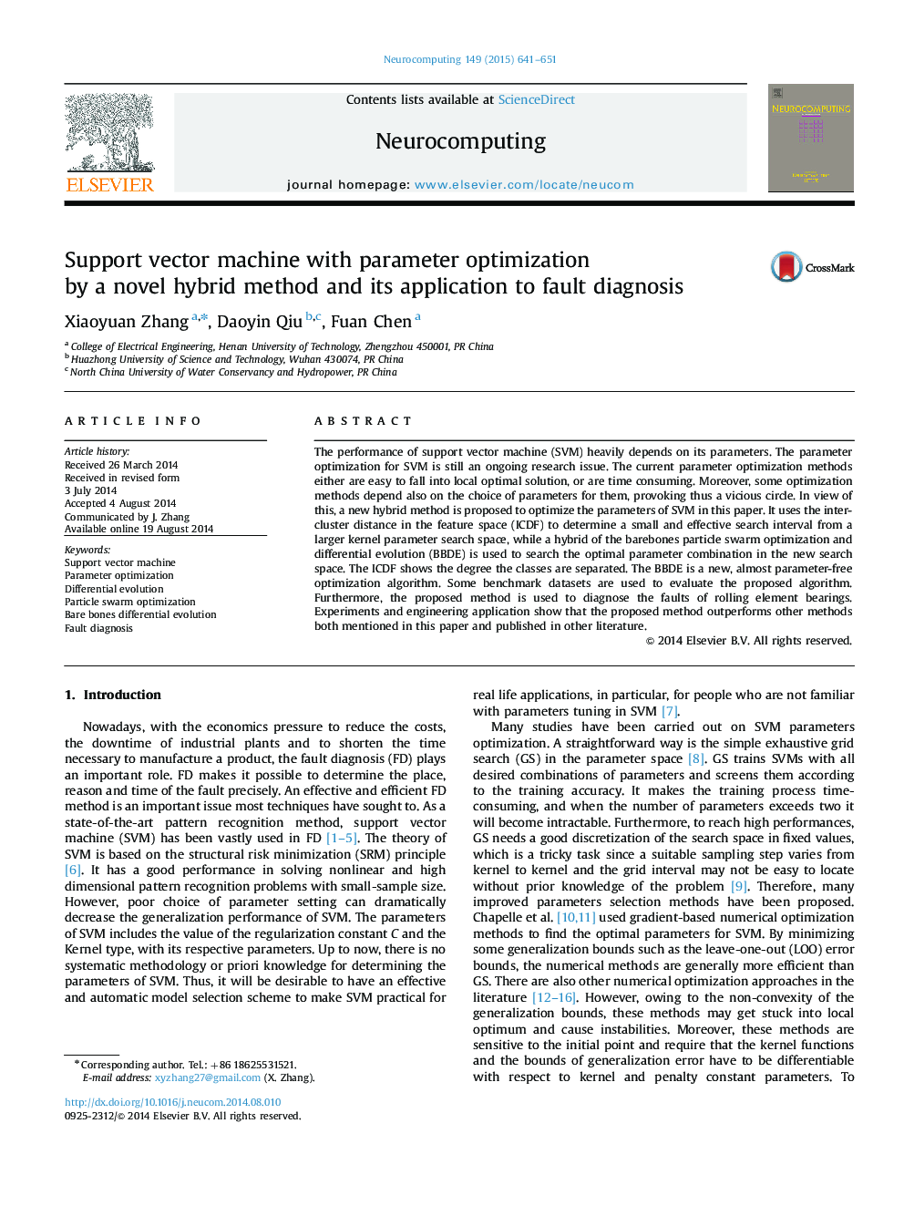 Support vector machine with parameter optimization by a novel hybrid method and its application to fault diagnosis