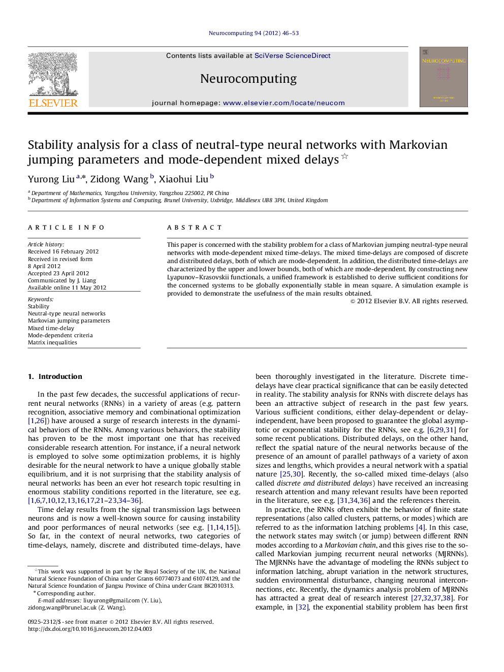 Stability analysis for a class of neutral-type neural networks with Markovian jumping parameters and mode-dependent mixed delays 