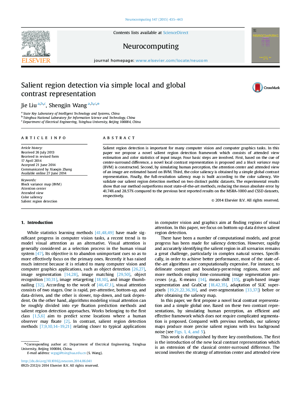 Salient region detection via simple local and global contrast representation