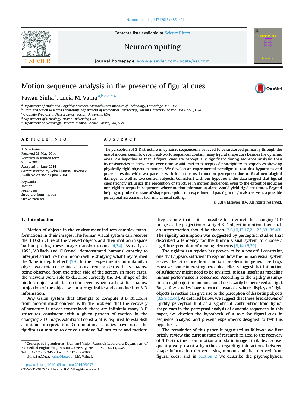 Motion sequence analysis in the presence of figural cues