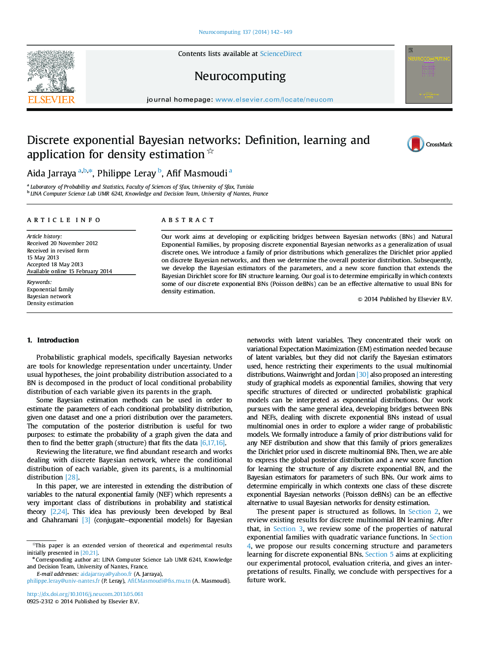 Discrete exponential Bayesian networks: Definition, learning and application for density estimation 