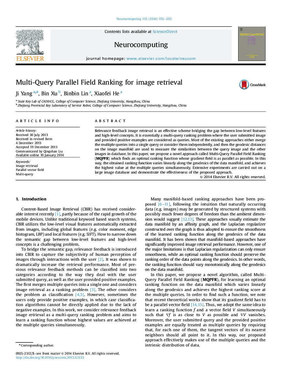 Multi-Query Parallel Field Ranking for image retrieval