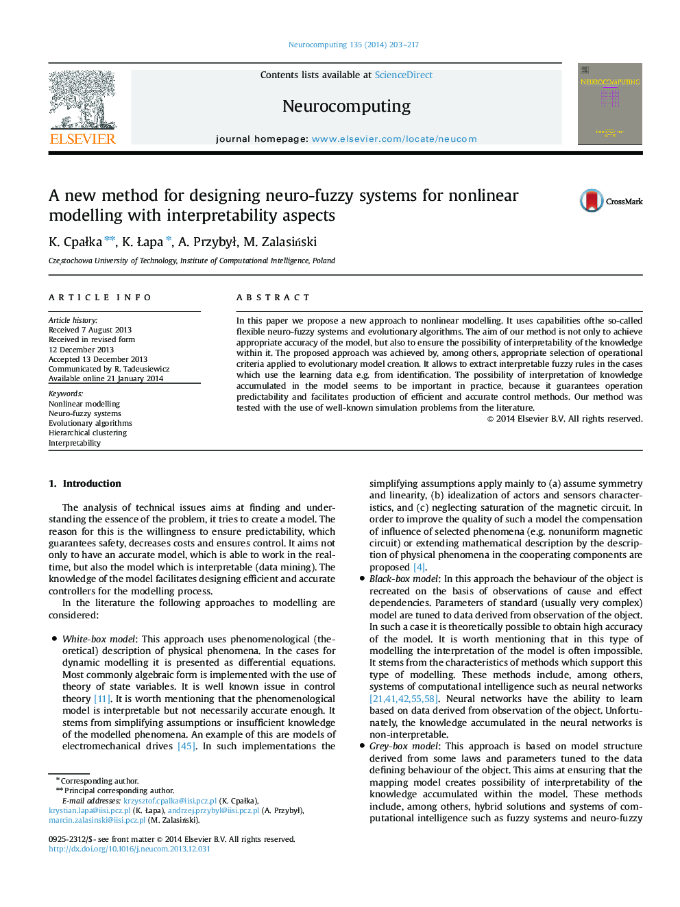 A new method for designing neuro-fuzzy systems for nonlinear modelling with interpretability aspects