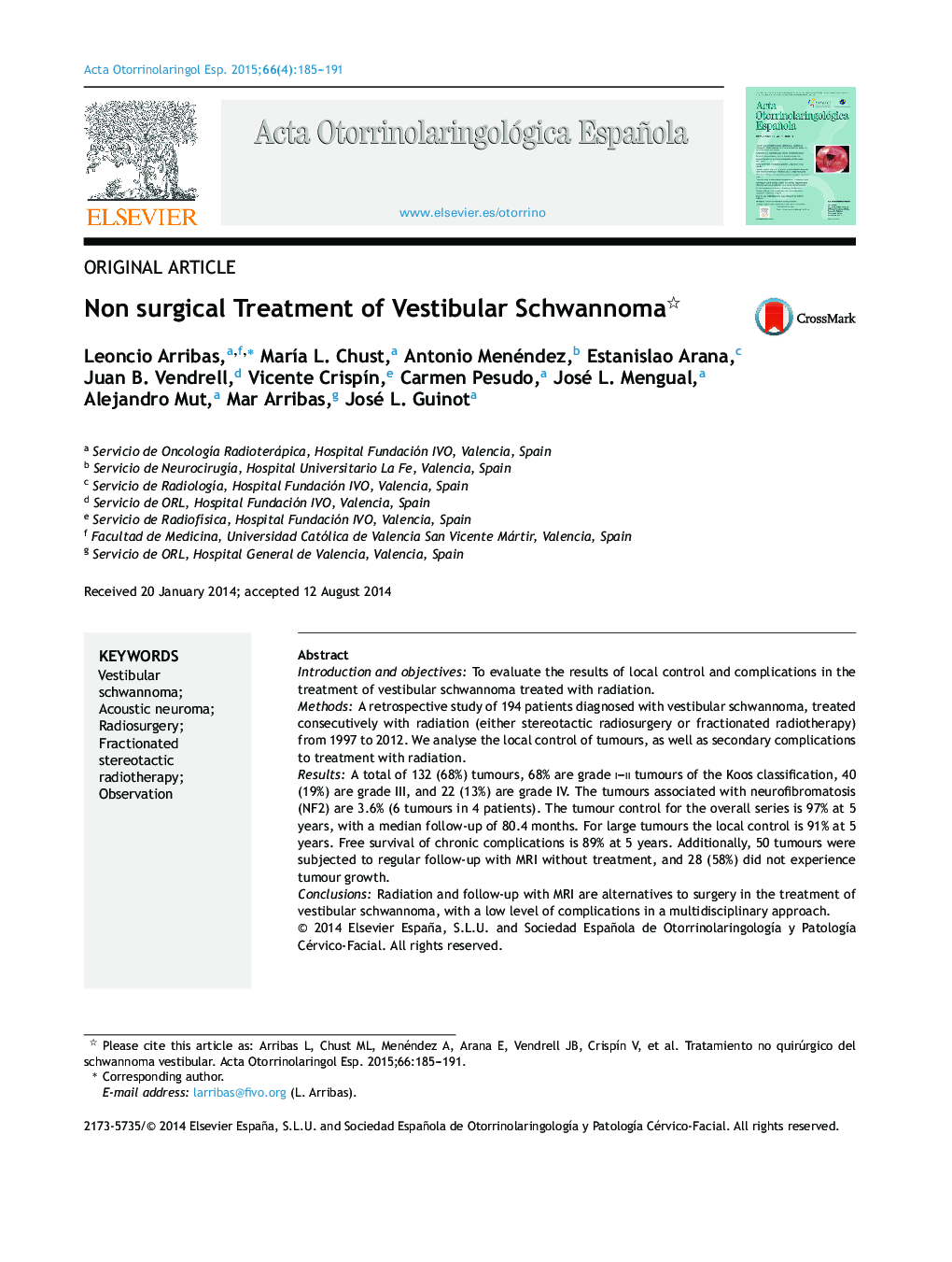 Non surgical Treatment of Vestibular Schwannoma 