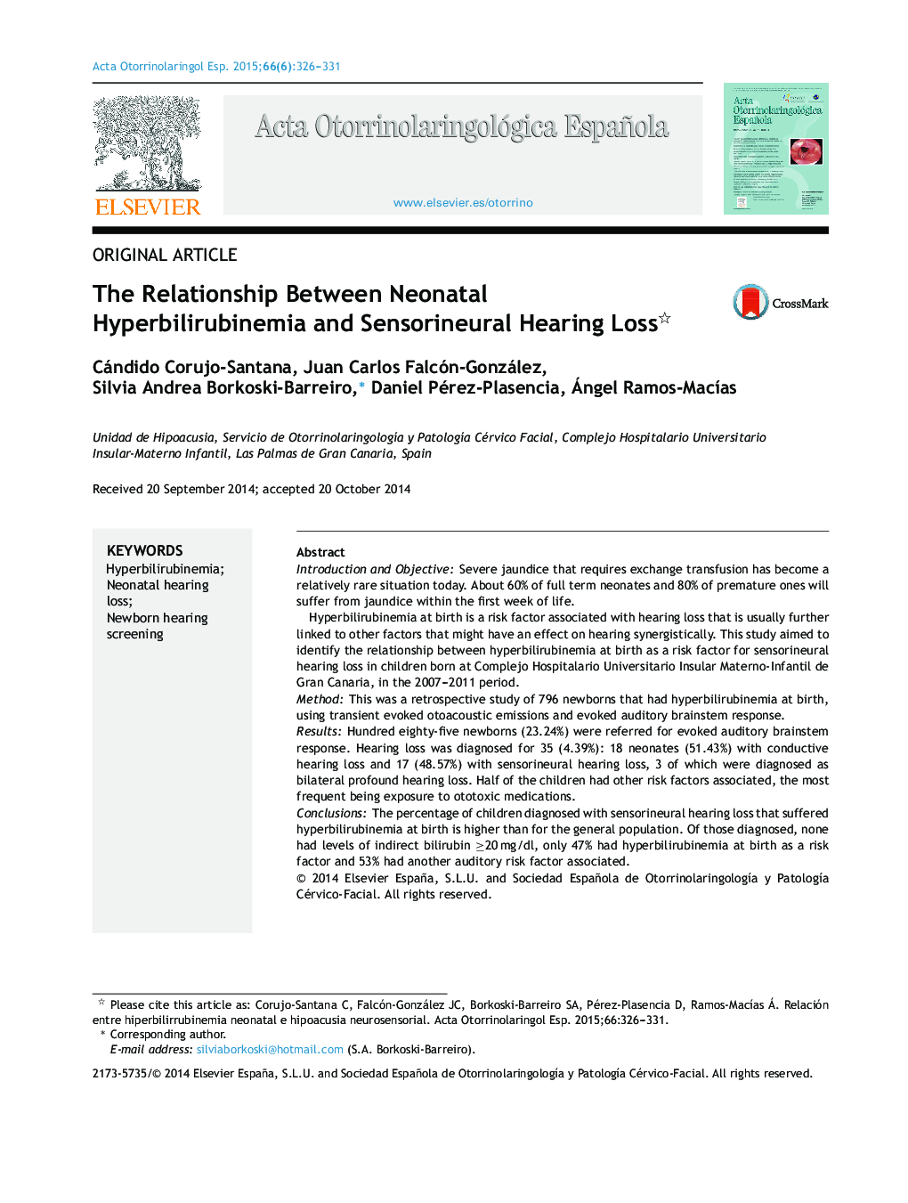 The Relationship Between Neonatal Hyperbilirubinemia and Sensorineural Hearing Loss 