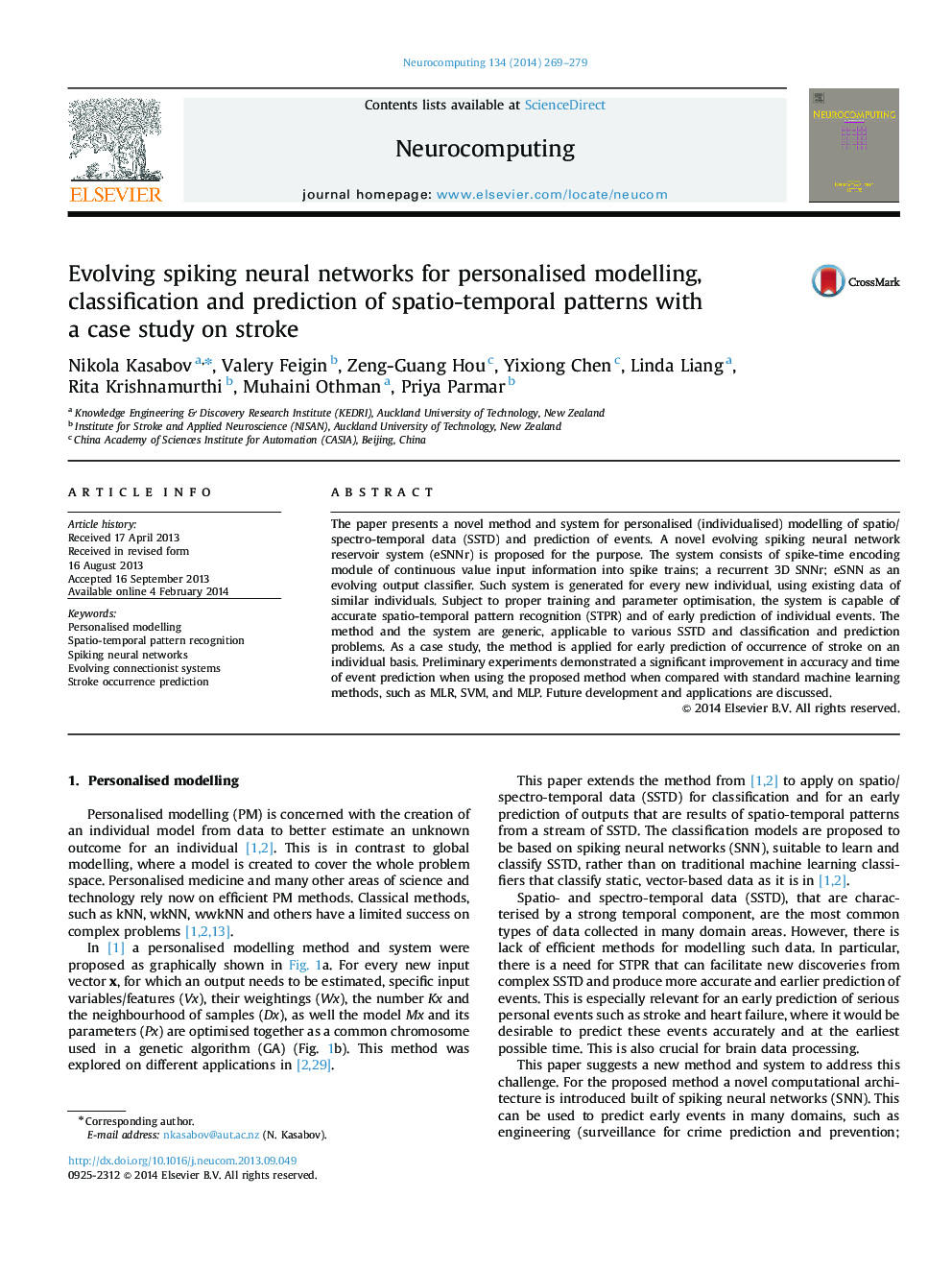 Evolving spiking neural networks for personalised modelling, classification and prediction of spatio-temporal patterns with a case study on stroke