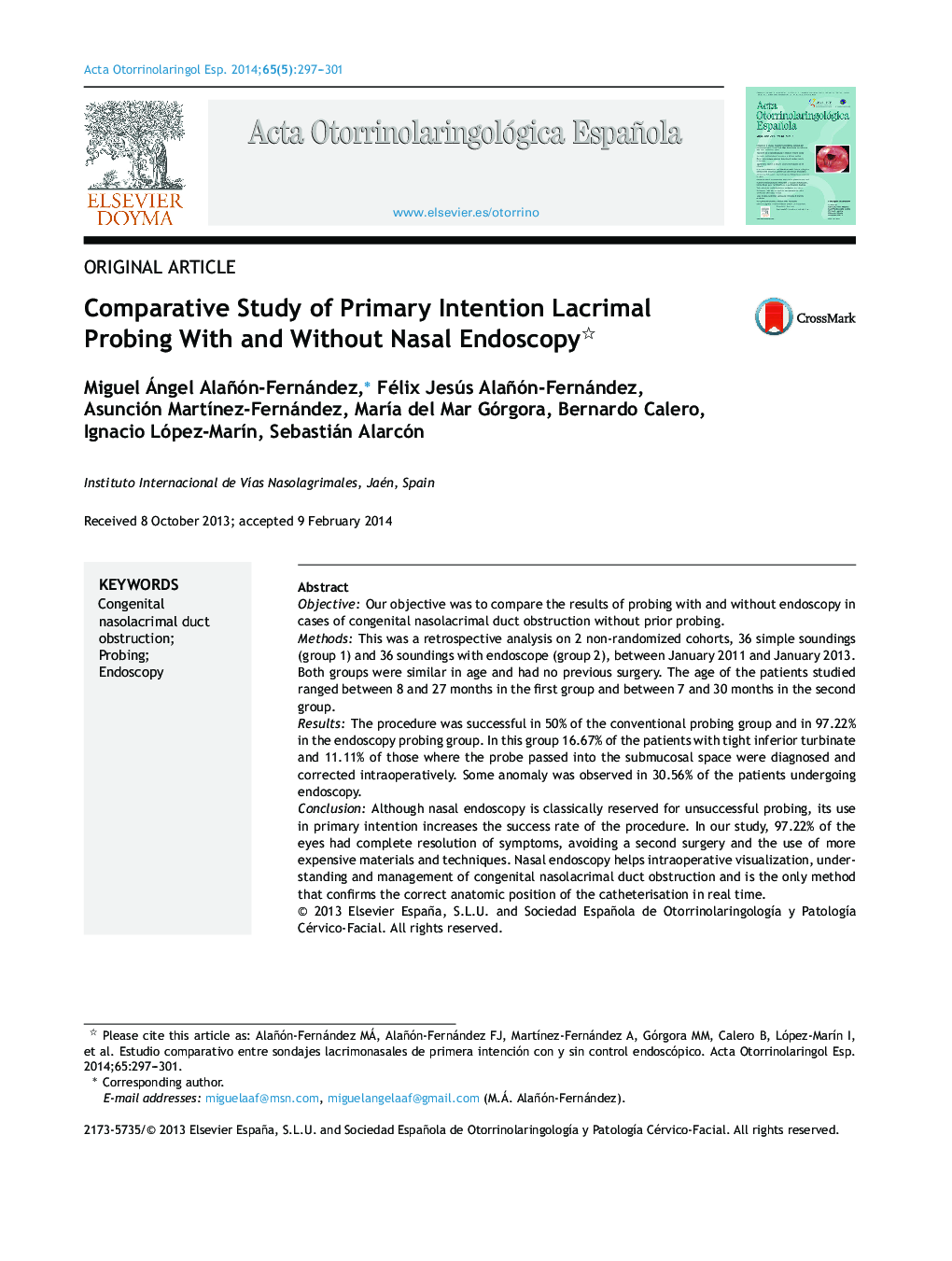 Comparative Study of Primary Intention Lacrimal Probing With and Without Nasal Endoscopy 
