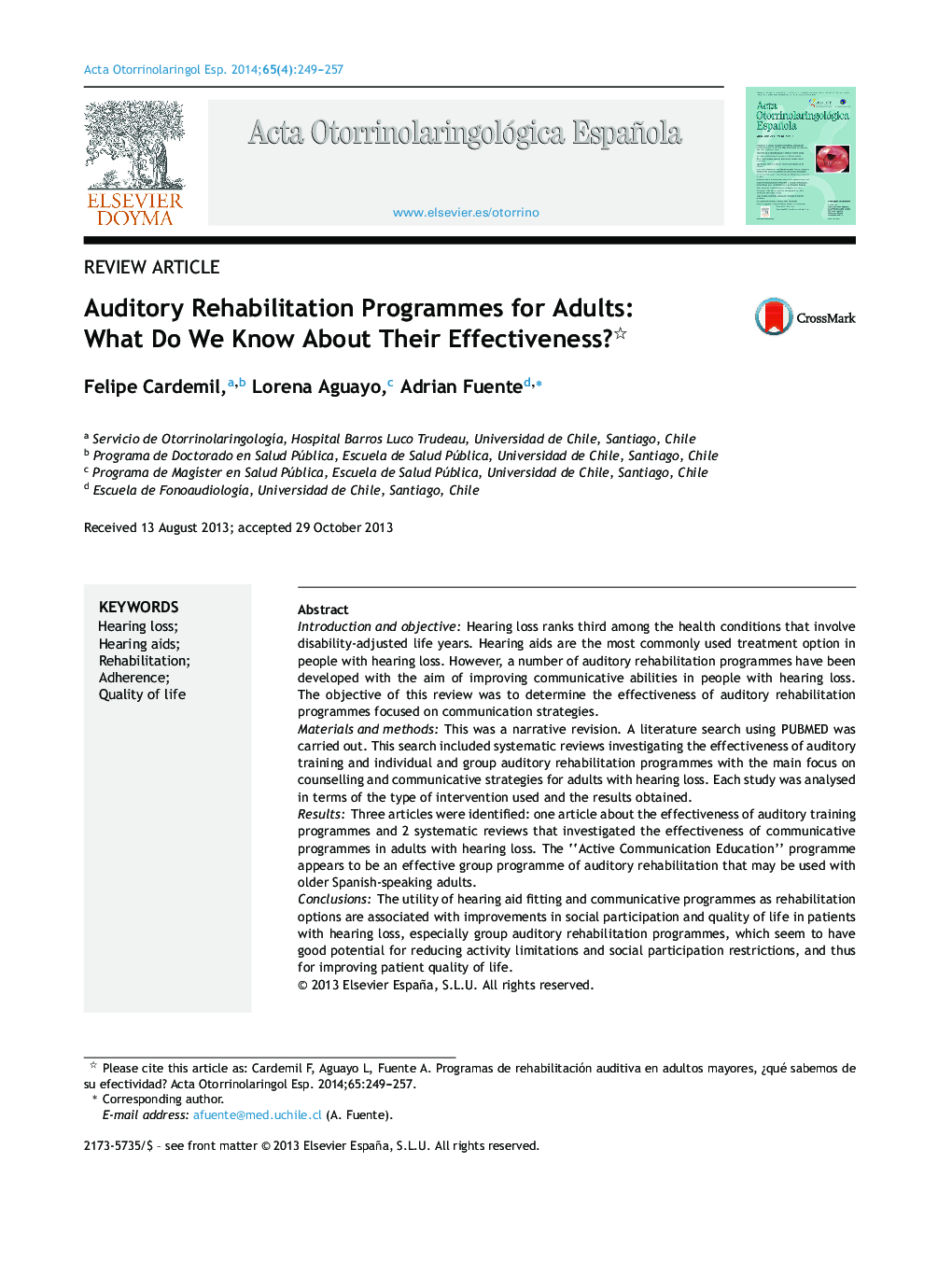 Auditory Rehabilitation Programmes for Adults: What Do We Know About Their Effectiveness? 