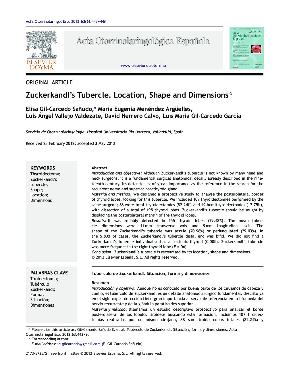 Zuckerkandl's Tubercle. Location, Shape and Dimensions 