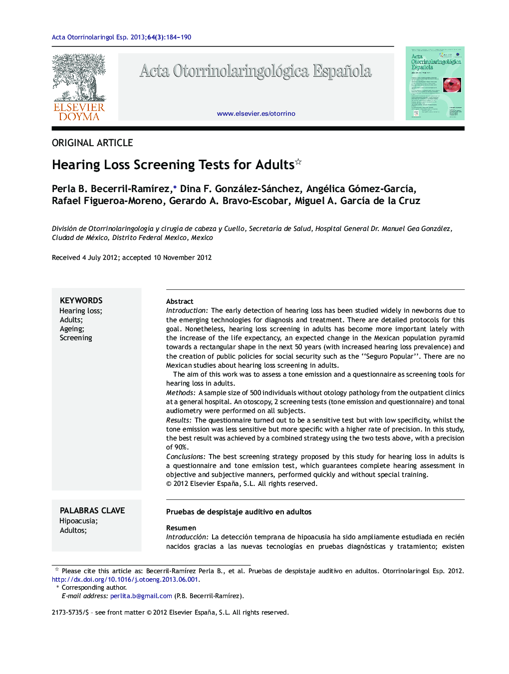 Hearing Loss Screening Tests for Adults 