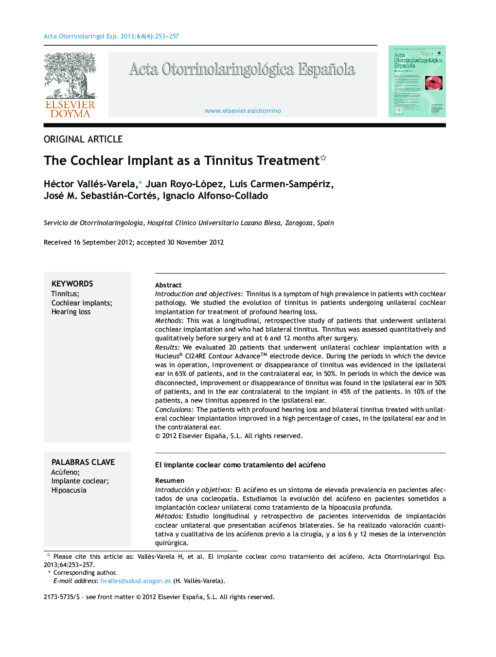 The Cochlear Implant as a Tinnitus Treatment 
