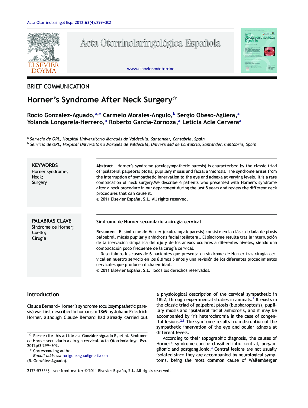 Horner's Syndrome After Neck Surgery 