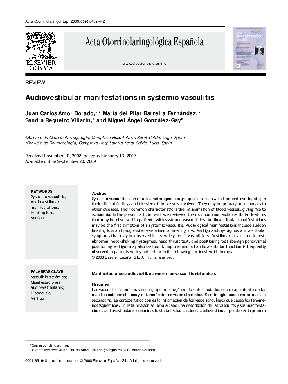 Audiovestibular manifestations in systemic vasculitis