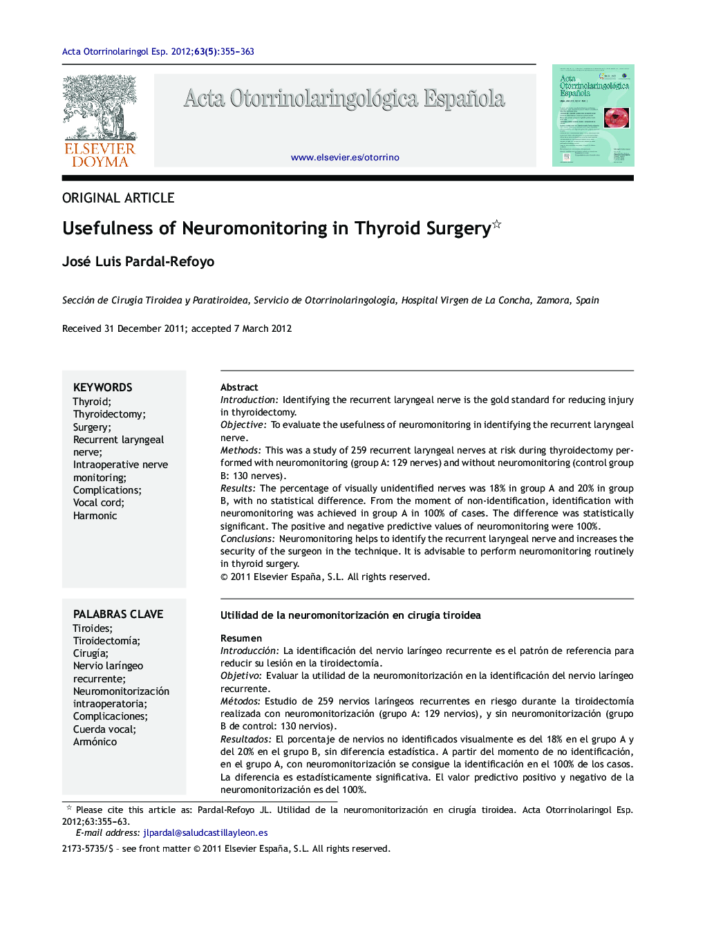 Usefulness of Neuromonitoring in Thyroid Surgery 