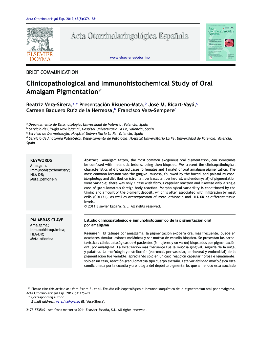 Clinicopathological and Immunohistochemical Study of Oral Amalgam Pigmentation 