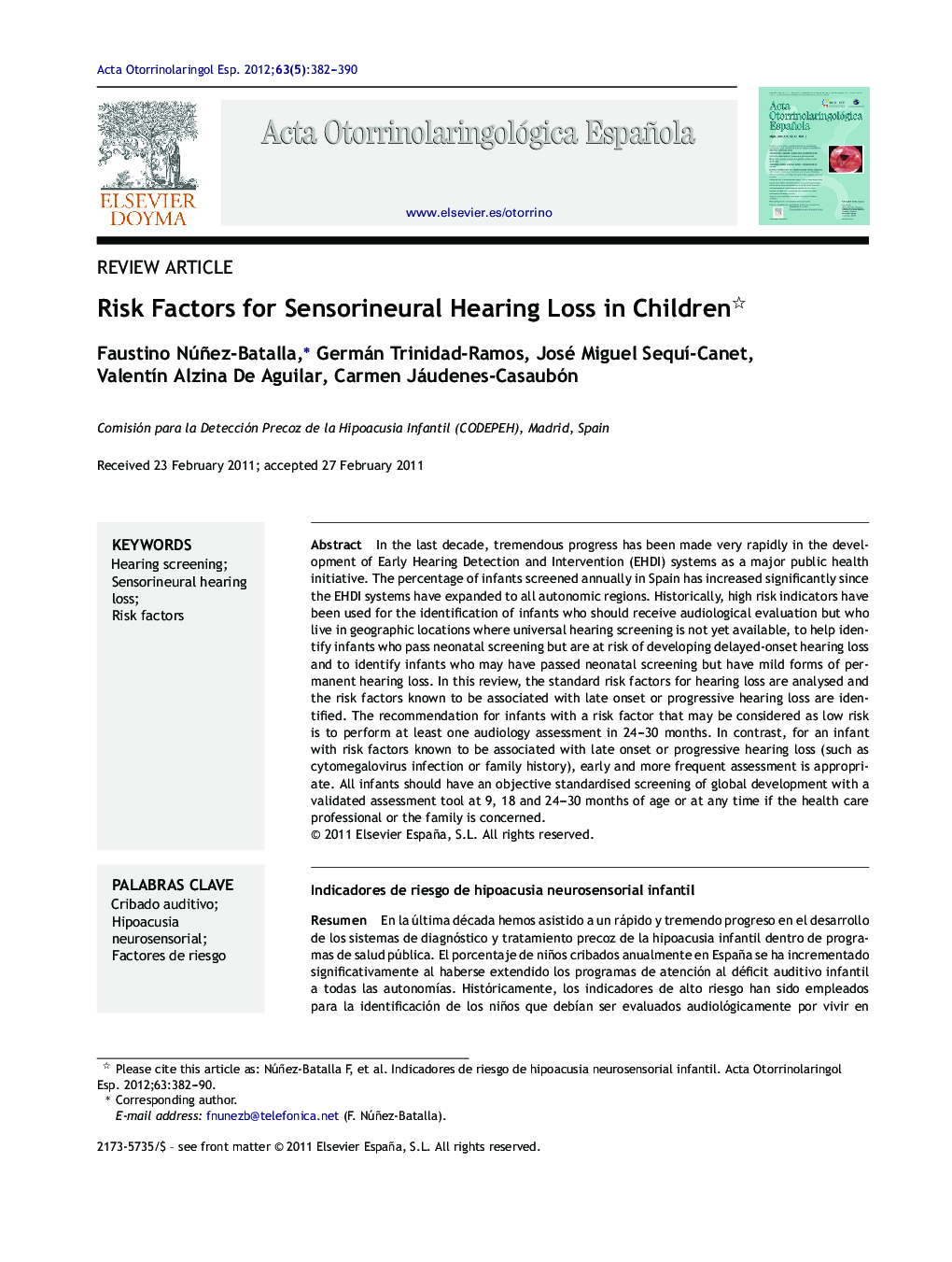 Risk Factors for Sensorineural Hearing Loss in Children 