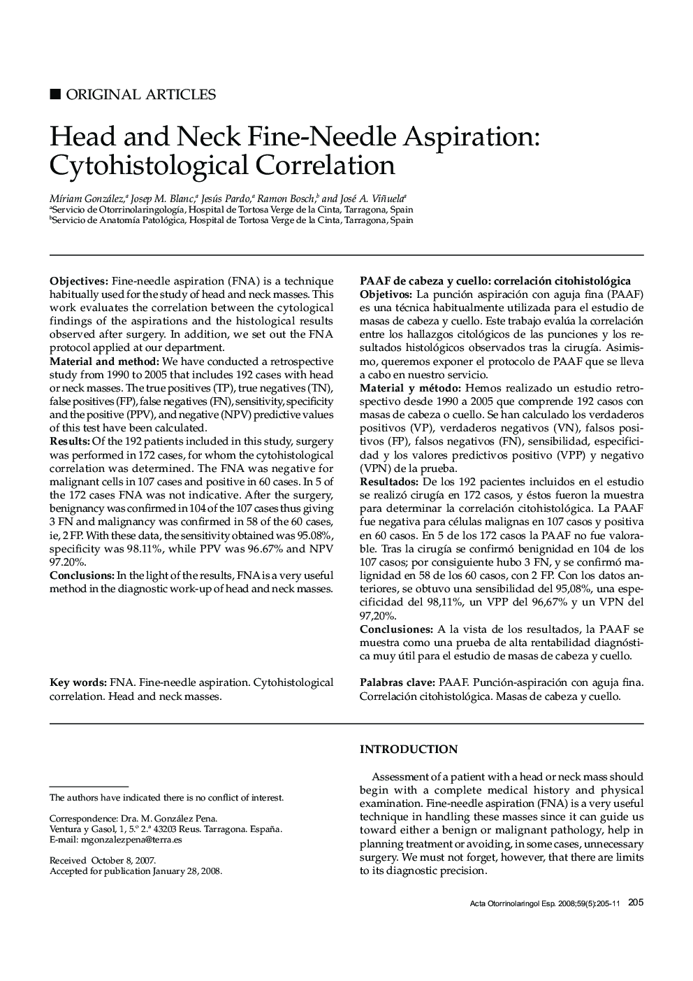 Head and Neck Fine-Needle Aspiration: Cytohistological Correlation