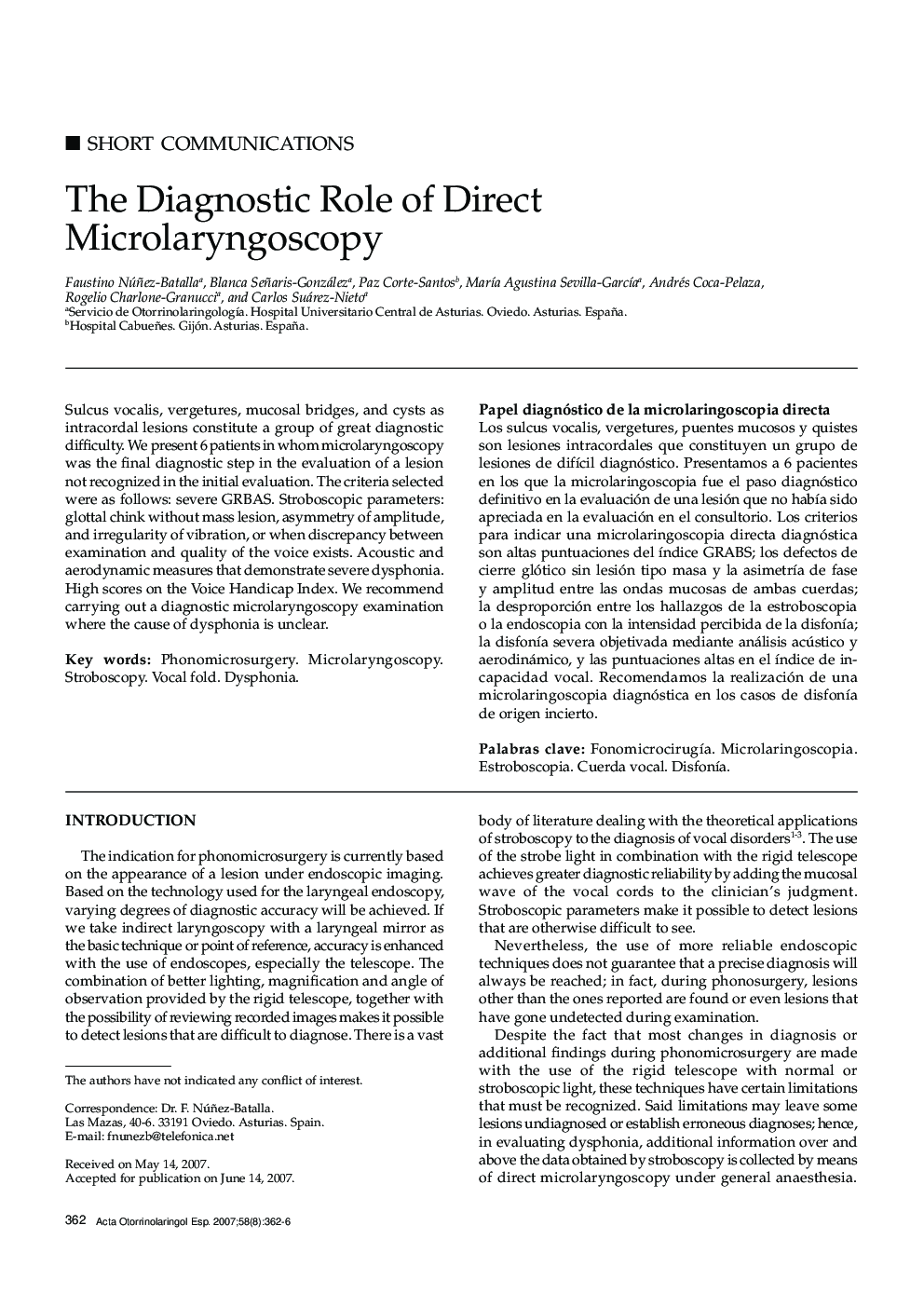 The Diagnostic Role of Direct Microlaryngoscopy