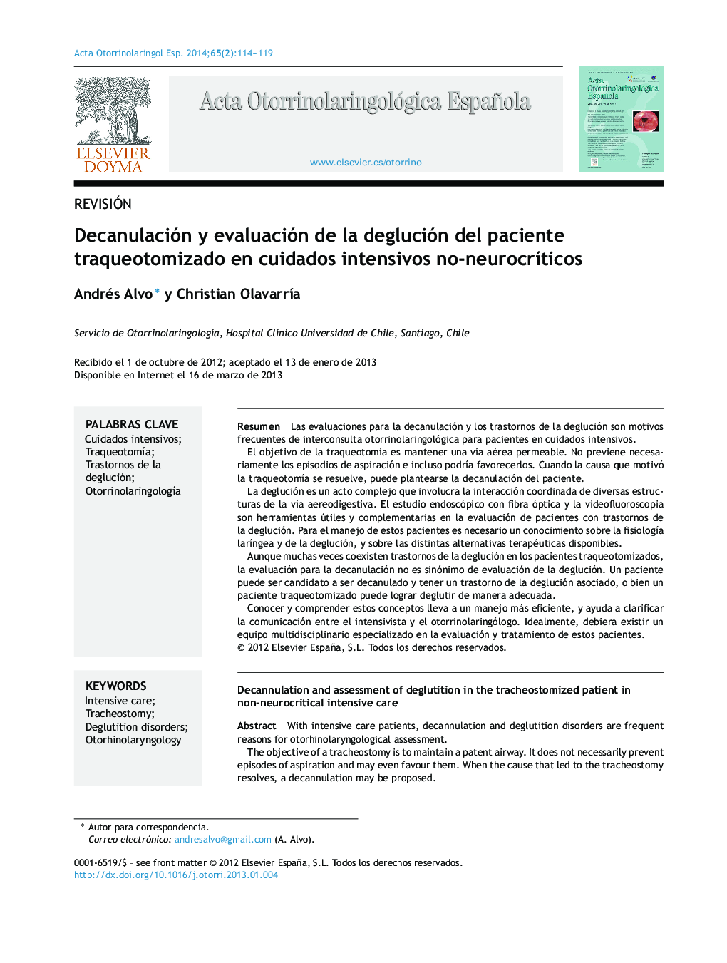 Decanulación y evaluación de la deglución del paciente traqueotomizado en cuidados intensivos no-neurocríticos