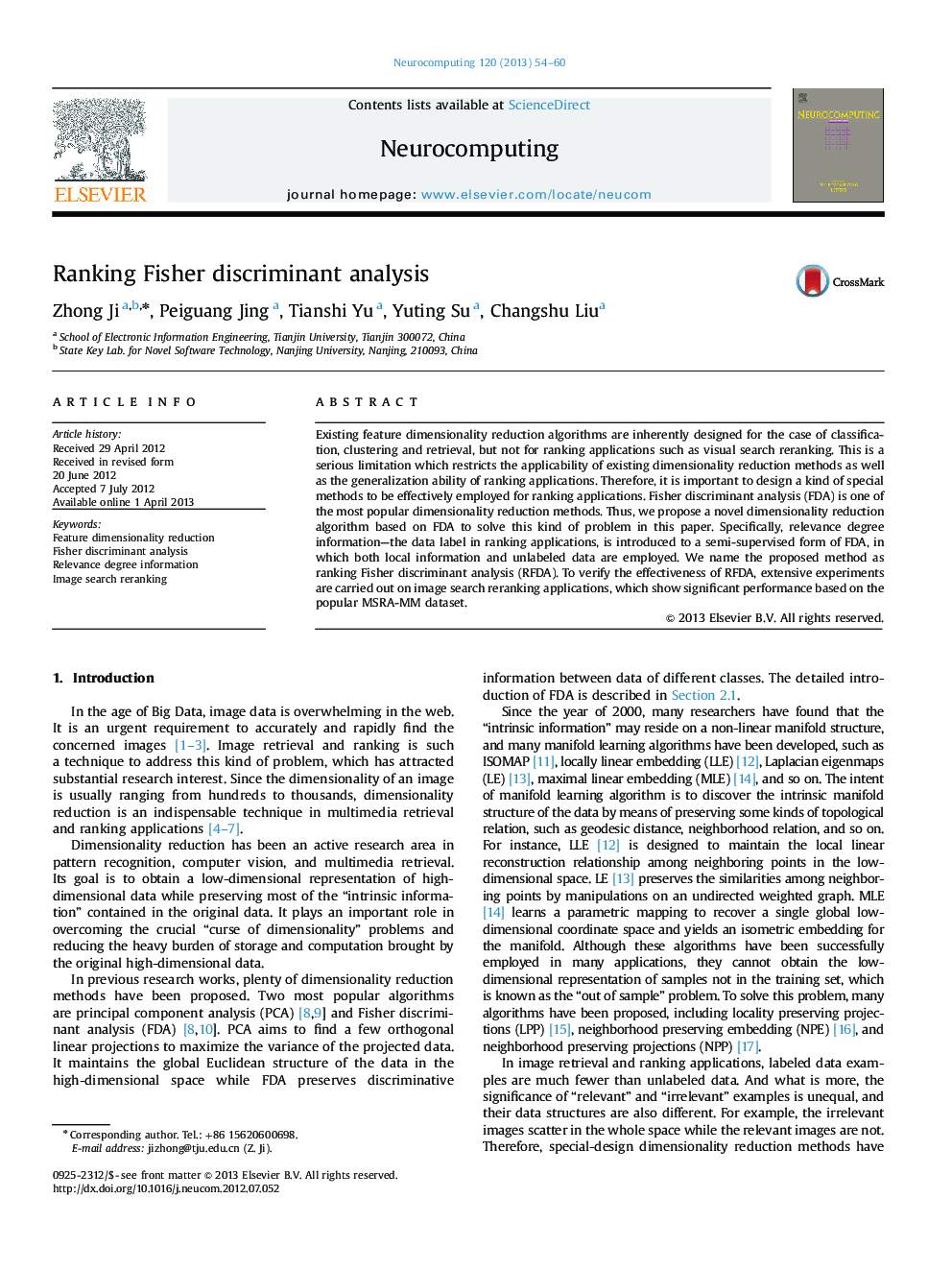 Ranking Fisher discriminant analysis