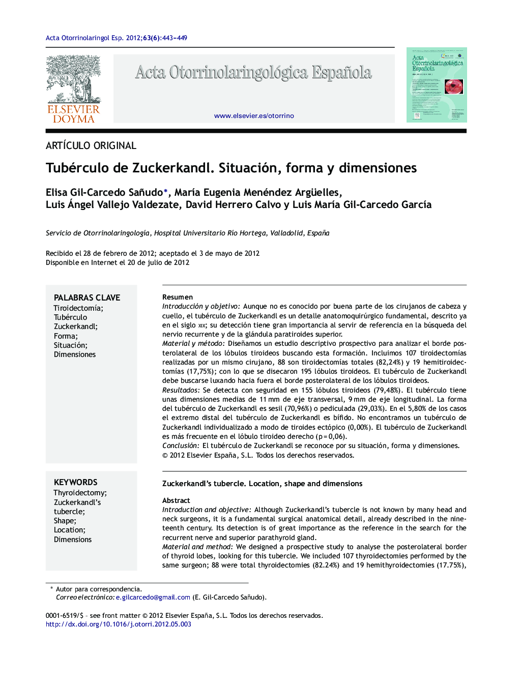 Tubérculo de Zuckerkandl. Situación, forma y dimensiones