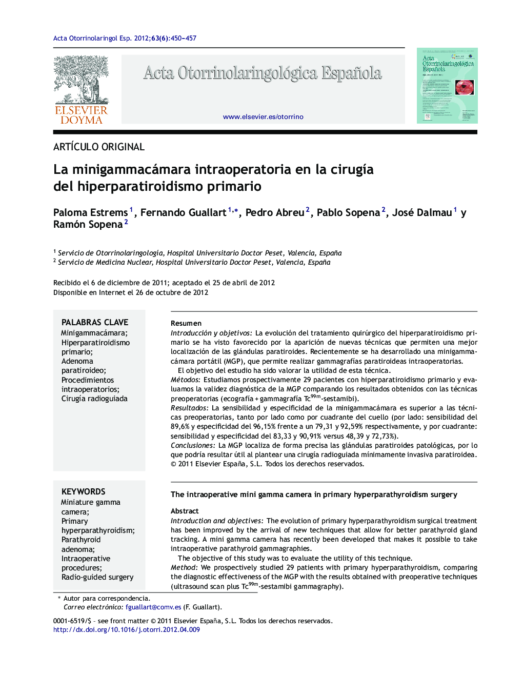 La minigammacámara intraoperatoria en la cirugía del hiperparatiroidismo primario