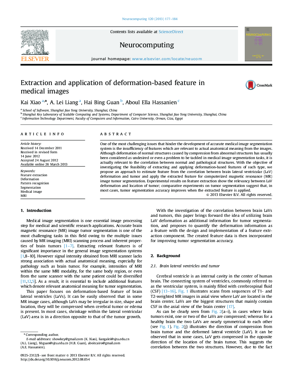 Extraction and application of deformation-based feature in medical images