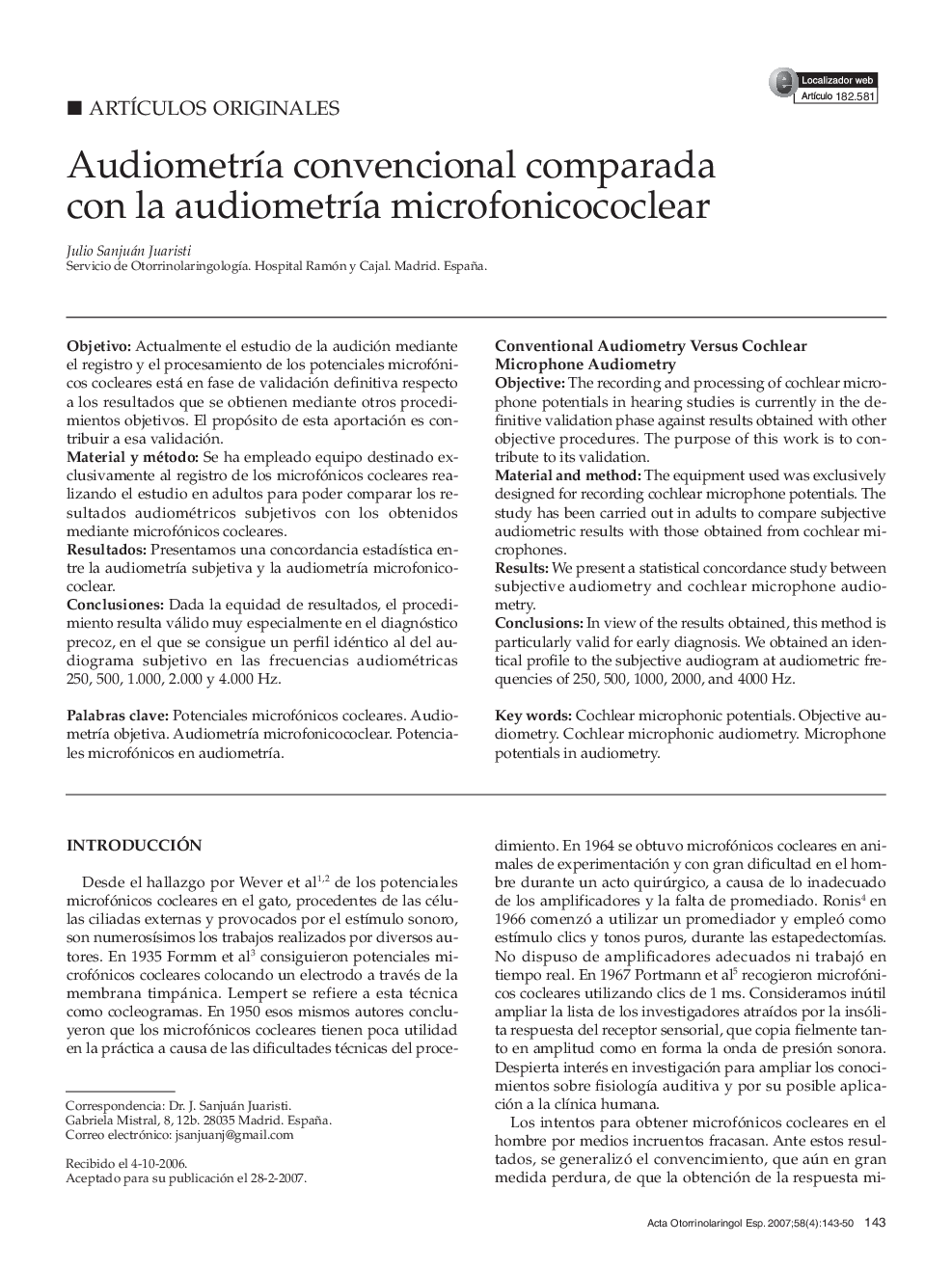 Audiometría convencional comparada con la audiometría microfonicococlear