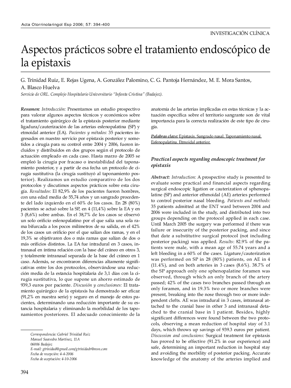 Aspectos prácticos sobre el tratamiento endoscópico de la epistaxis