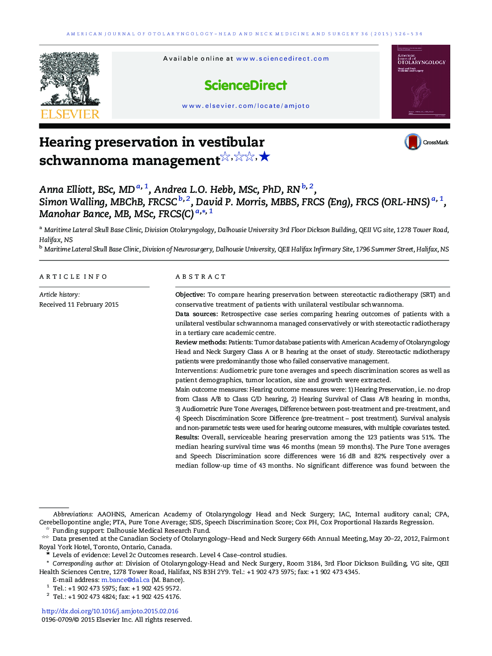 Hearing preservation in vestibular schwannoma management ★