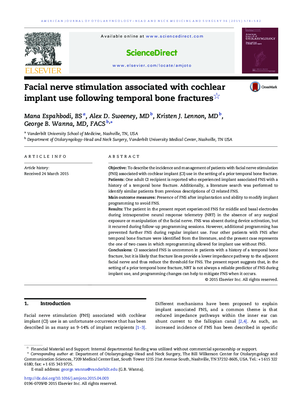 Facial nerve stimulation associated with cochlear implant use following temporal bone fractures 