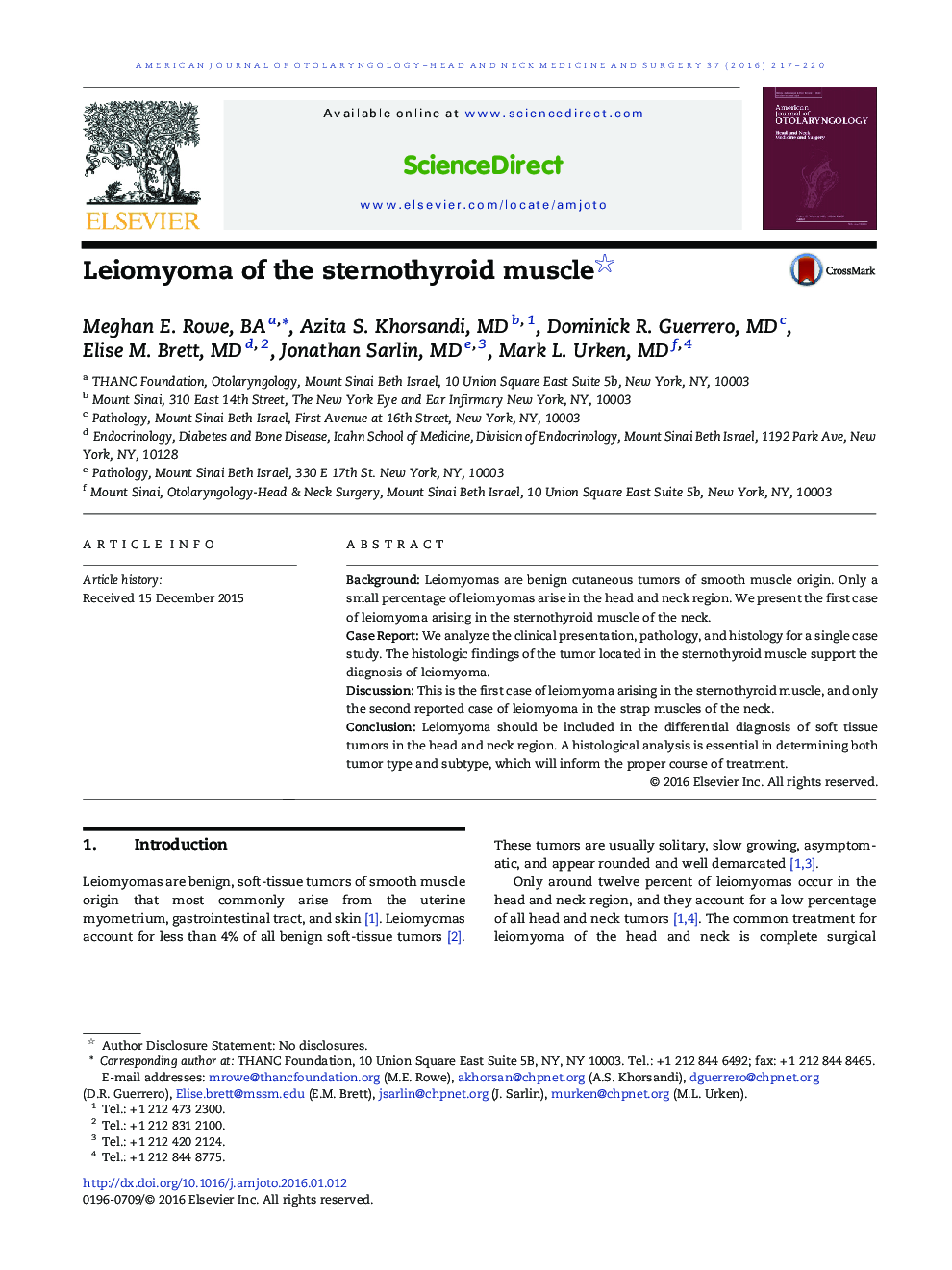 لیومیوم عضلات sternothyroid