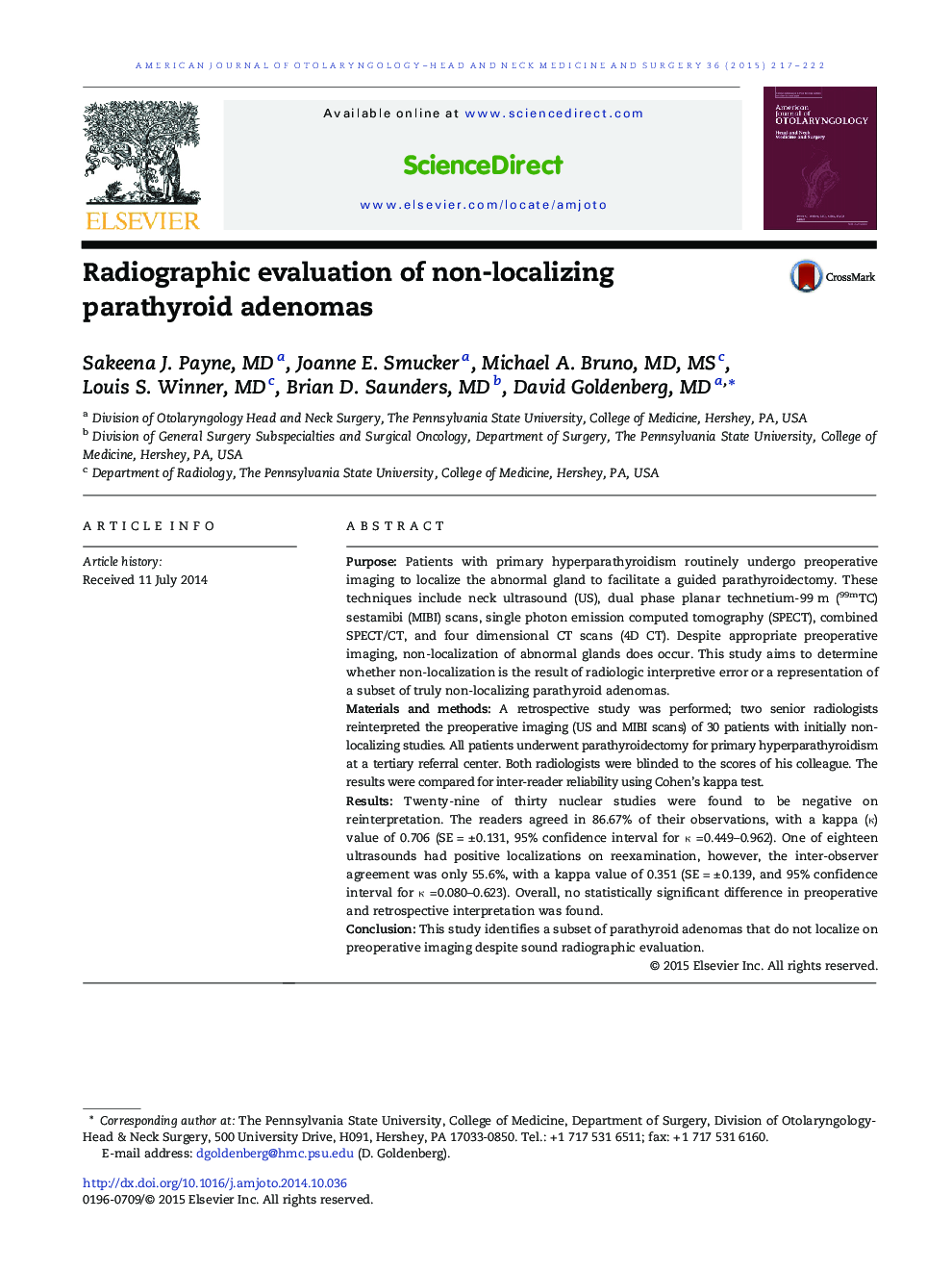 Radiographic evaluation of non-localizing parathyroid adenomas
