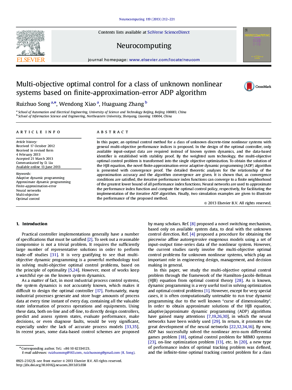 Multi-objective optimal control for a class of unknown nonlinear systems based on finite-approximation-error ADP algorithm