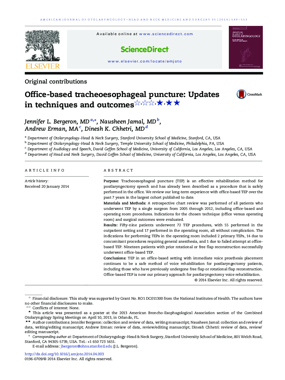 Office-based tracheoesophageal puncture: Updates in techniques and outcomes ★★★