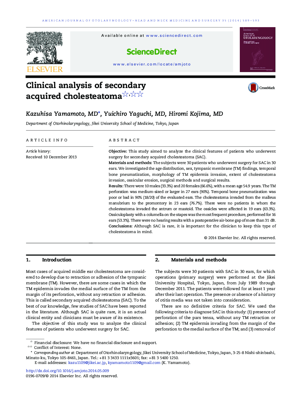 Clinical analysis of secondary acquired cholesteatoma 