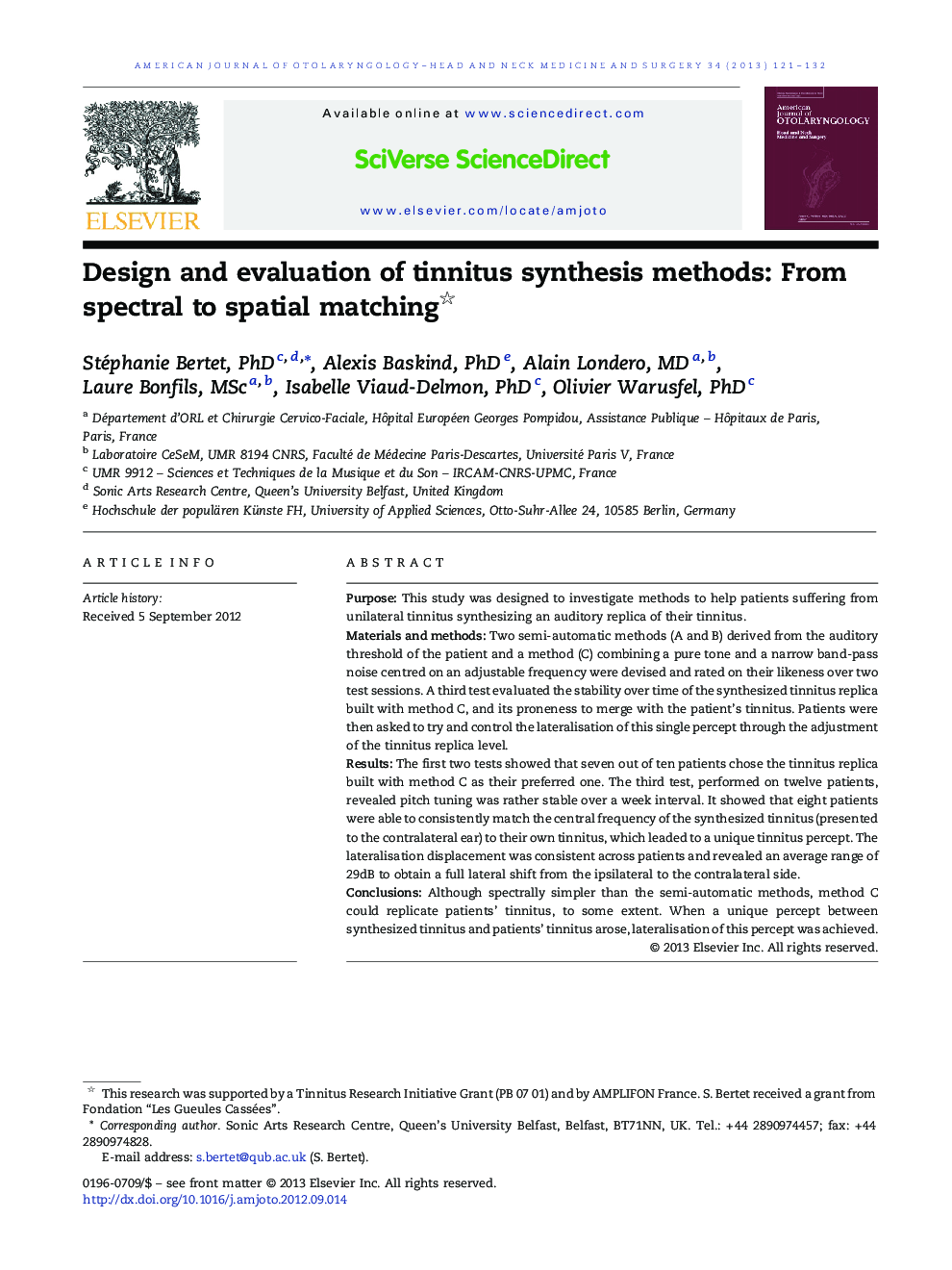 Design and evaluation of tinnitus synthesis methods: From spectral to spatial matching