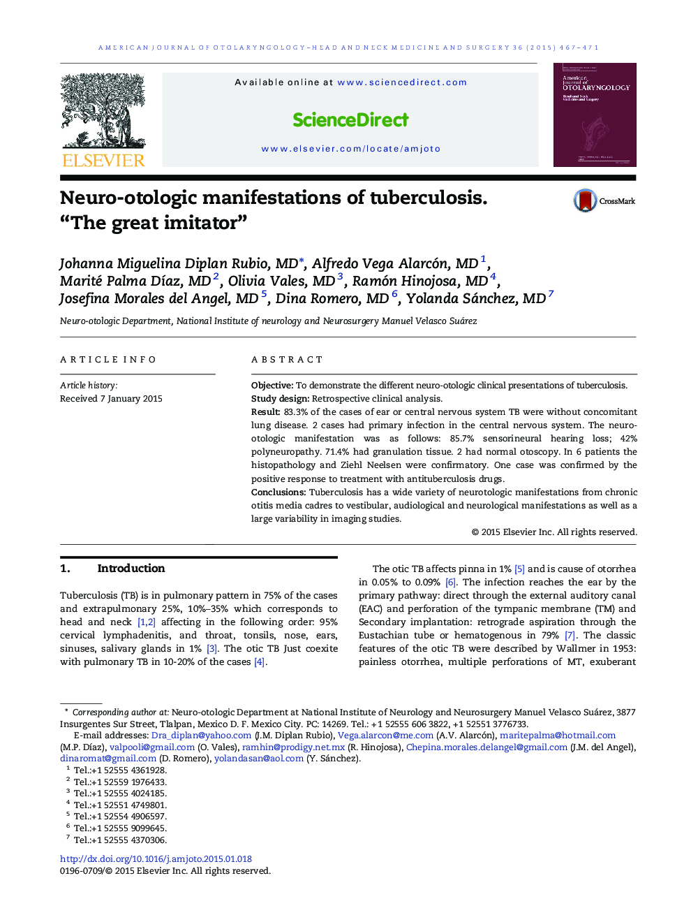 Neuro-otologic manifestations of tuberculosis. “The great imitator"