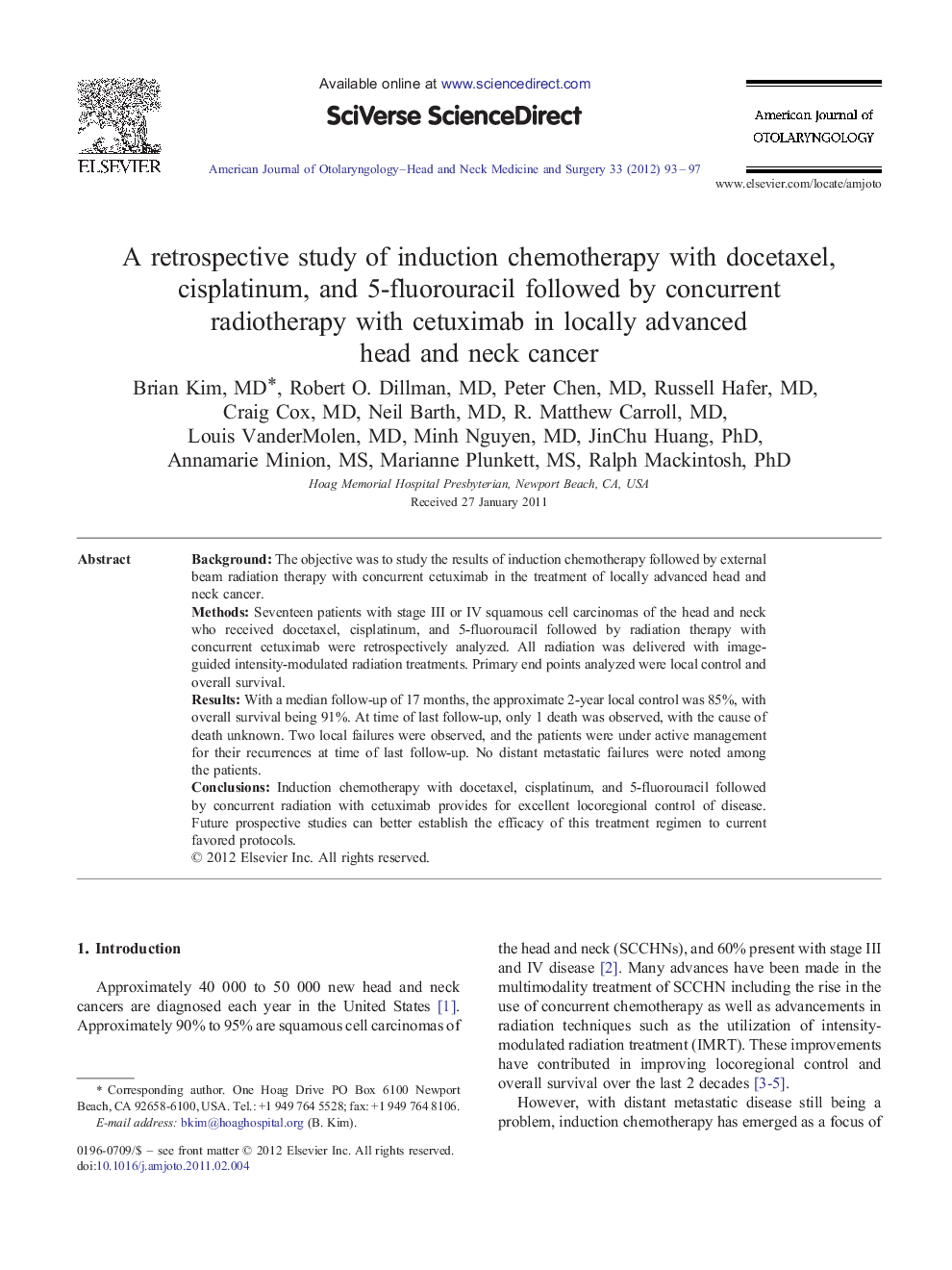 A retrospective study of induction chemotherapy with docetaxel, cisplatinum, and 5-fluorouracil followed by concurrent radiotherapy with cetuximab in locally advanced head and neck cancer