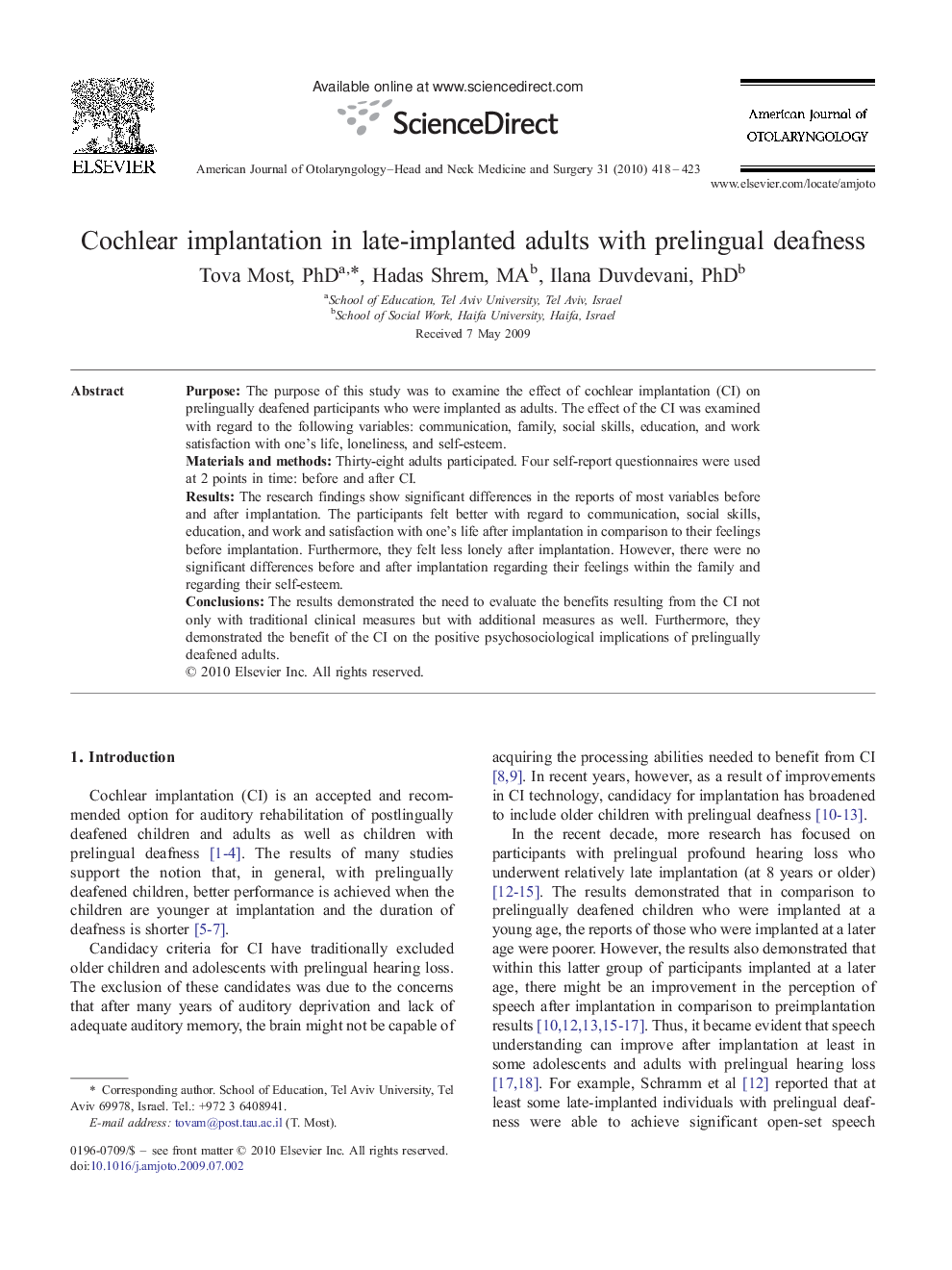 Cochlear implantation in late-implanted adults with prelingual deafness