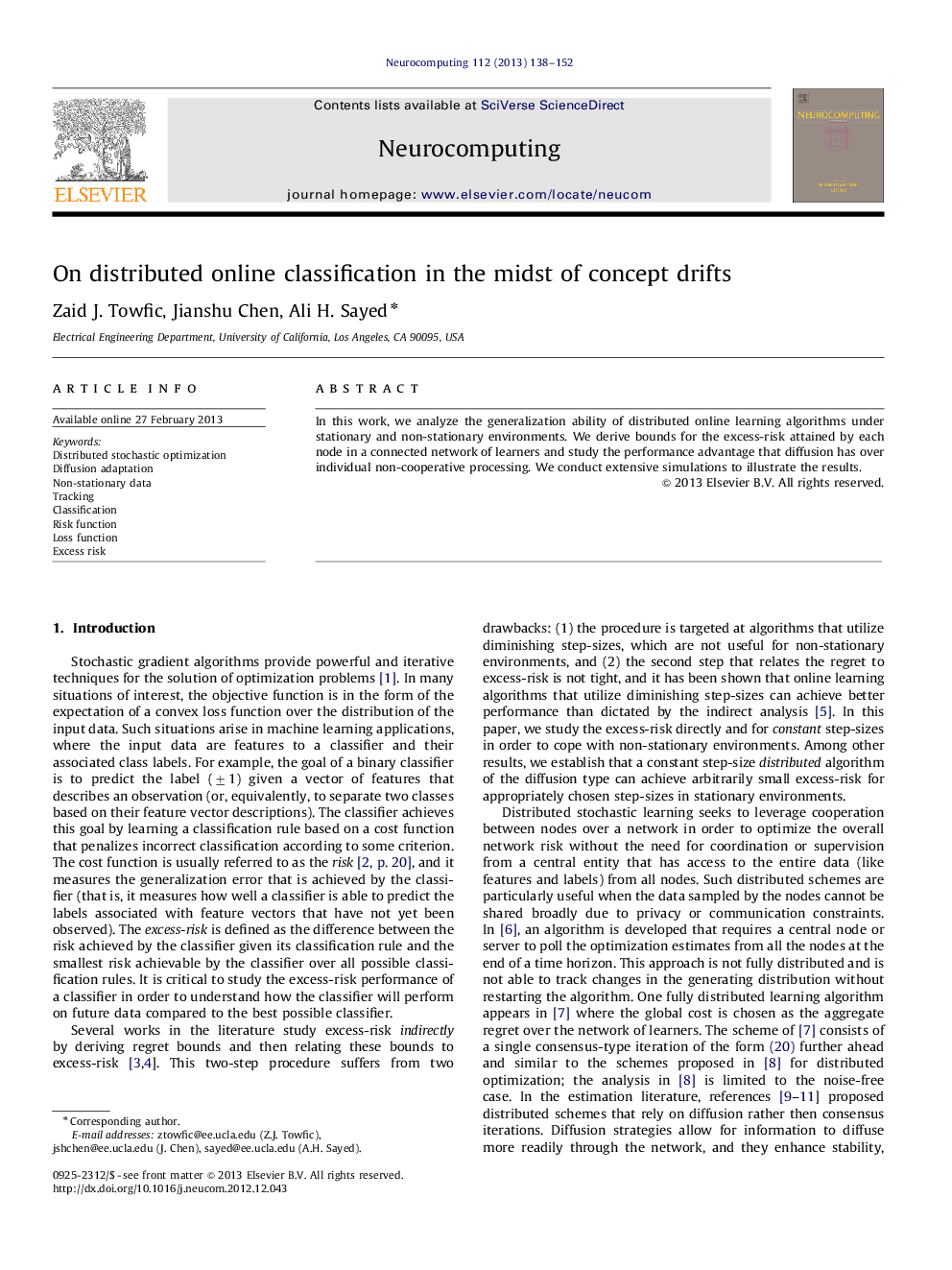 On distributed online classification in the midst of concept drifts