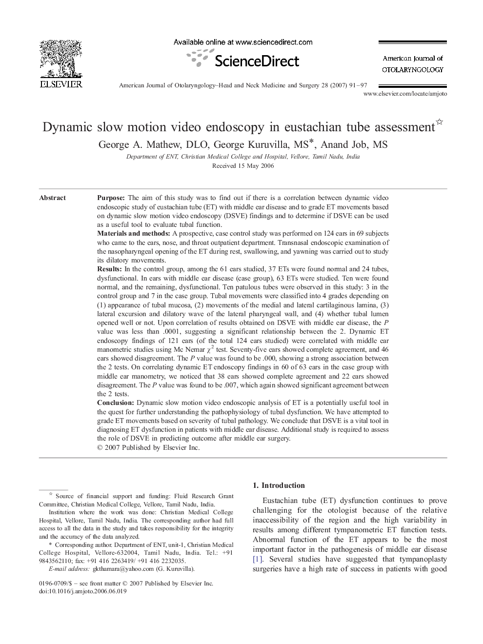 Dynamic slow motion video endoscopy in eustachian tube assessment 