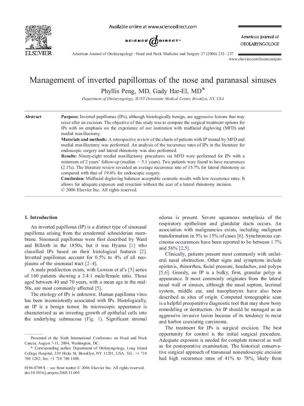 Management of inverted papillomas of the nose and paranasal sinuses
