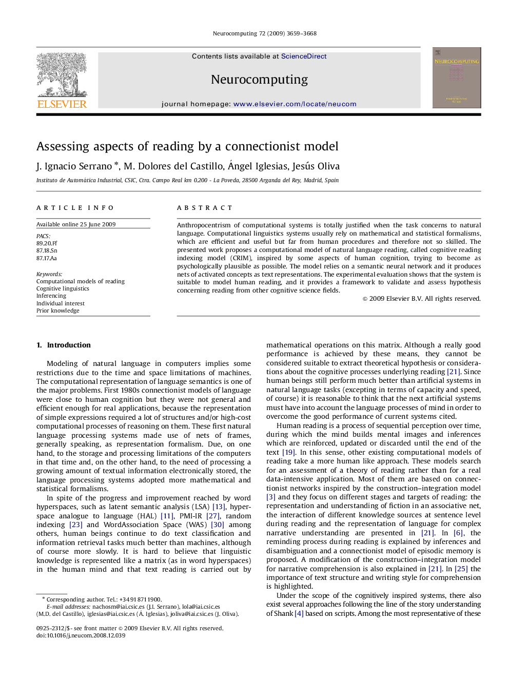 Assessing aspects of reading by a connectionist model