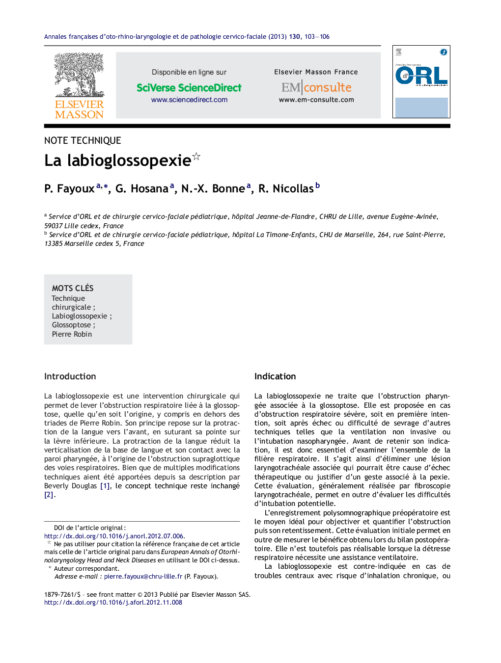 La labioglossopexie