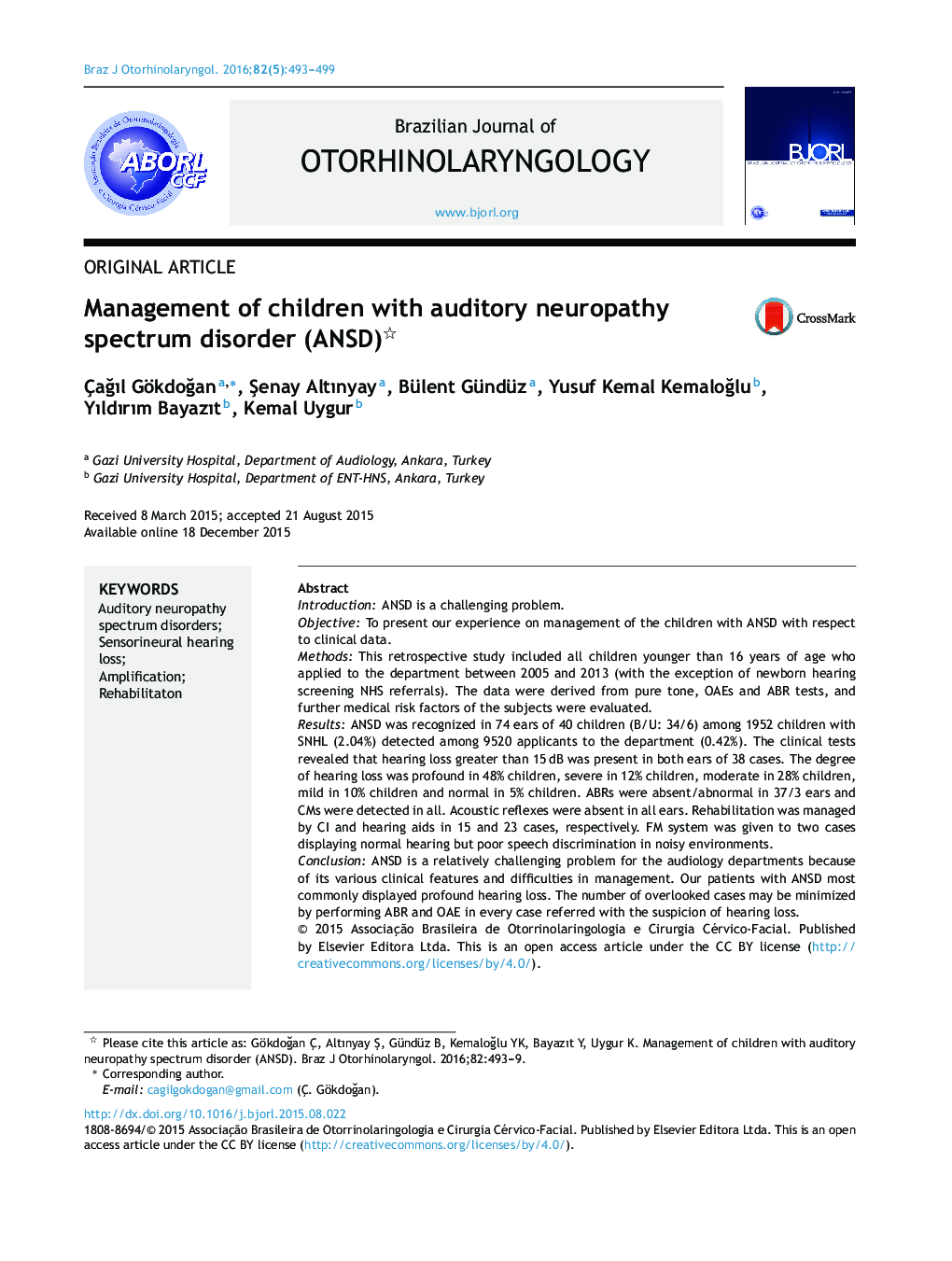 Management of children with auditory neuropathy spectrum disorder (ANSD) 