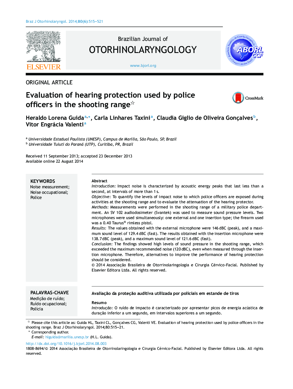 Evaluation of hearing protection used by police officers in the shooting range 