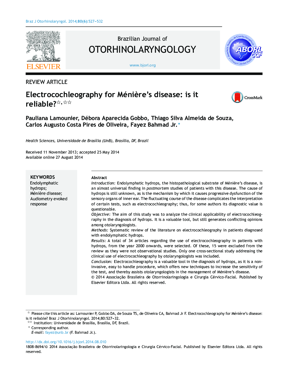 Electrocochleography for Ménière's disease: is it reliable? 